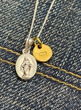 AMP Japan 日本手作3D浮雕925银人像铜牌925银链套装项链