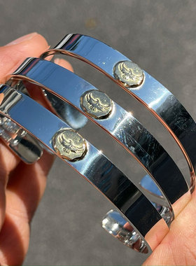 做旧雄鹰不规则敲边平打手镯