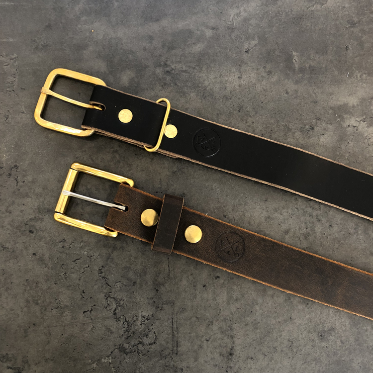 Whiskey Leatherworks 手作Horween CXL铜扣茶芯皮带 - 图1