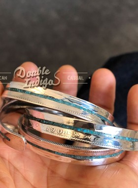 手工填充松石粉末手打复古手镯