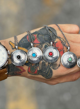 古董摩根银币改造月抛型松石项链