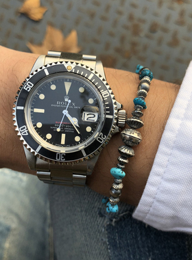 松石银籽珠925银球复古手链