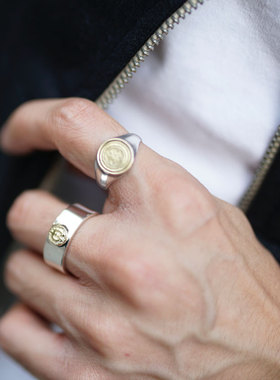 K金3D立体月牙点金平打复古戒指