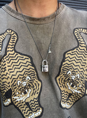 改造反战蒙眼米奇银锁项链