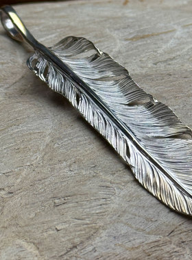 小坂雄介 幸运羽毛 日本手打限量刀锋立体形态全银印第安羽毛吊坠