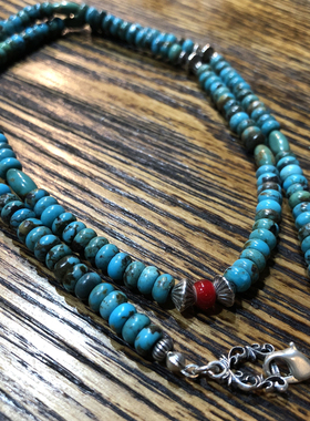 松石古董琉璃珠项链吊坠