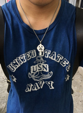 North Works元年太阳神 摩根银币十字架日本手造项链