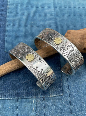 印第安帐篷双面图腾950银手镯