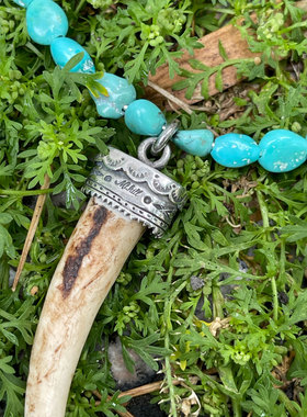 手工打磨天然鹿角松石吊坠项链