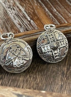 图腾做旧全银复古吊坠