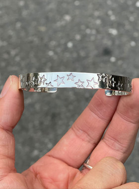 North Works JOJO五星 日本手打满天星刻印复古银手镯