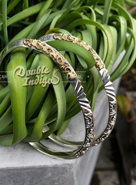 18k金立体浮雕唐草复古手镯