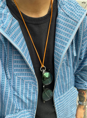 18K金熔925银熔金环鹿皮绳项链