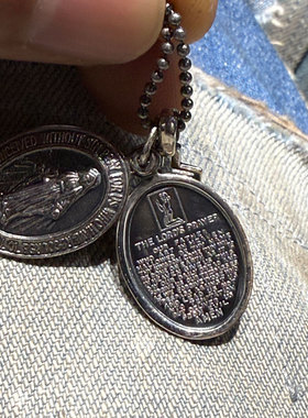 AMP Japan 日本手作3D浮雕人像字母镂空十字架925全银套装项链