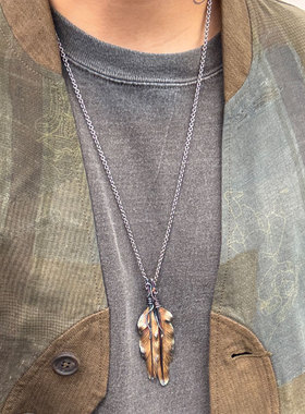 925银七彩氧化做旧印第安风羽毛