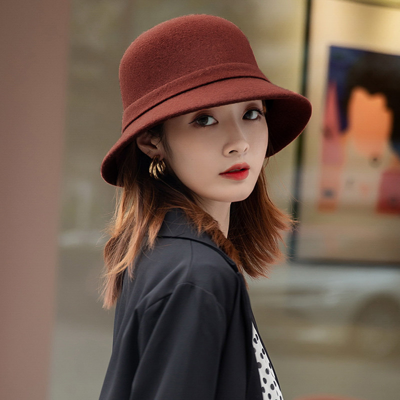 羊毛帽子女秋冬高级感2025新款时尚潮流帽子冬款百搭显脸小渔夫帽