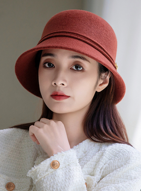 羊毛帽子女款2026新款冬渔夫帽