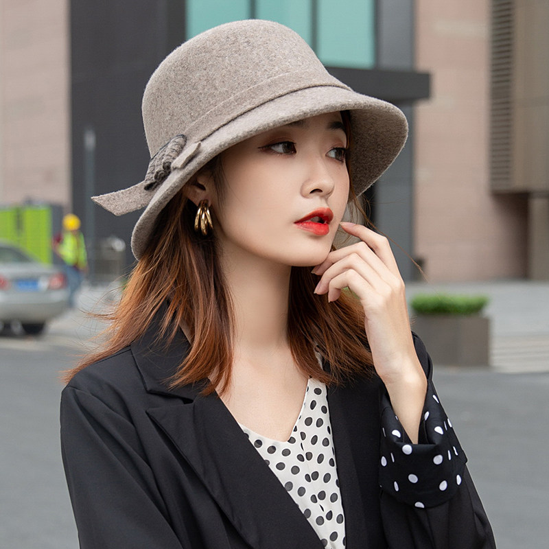 羊毛帽子女秋冬高级感2025新款时尚潮流帽子冬款百搭显脸小渔夫帽