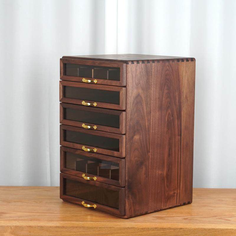 6抽柜北美黑胡桃陈列柜样品柜茶具收纳柜茶饼盒茶杯茶具盒牙科柜,淘宝优惠券,粉丝福利购,淘宝优惠卷