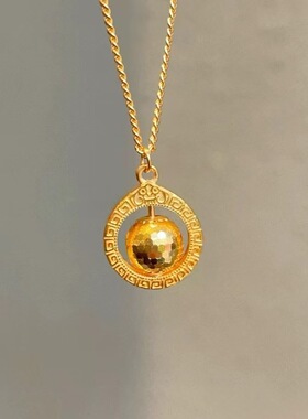 沙金饰品时来运转吸金石项链女款仿真金久不掉色新中式设计感首饰