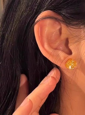 金店同款方糖花丝镂空项链耳钉戒指套装久不掉色AB不对称百搭套链