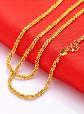 沙金饰品项链女锁骨链时尚o字链女士水波链毛衣链万能盒子链首饰