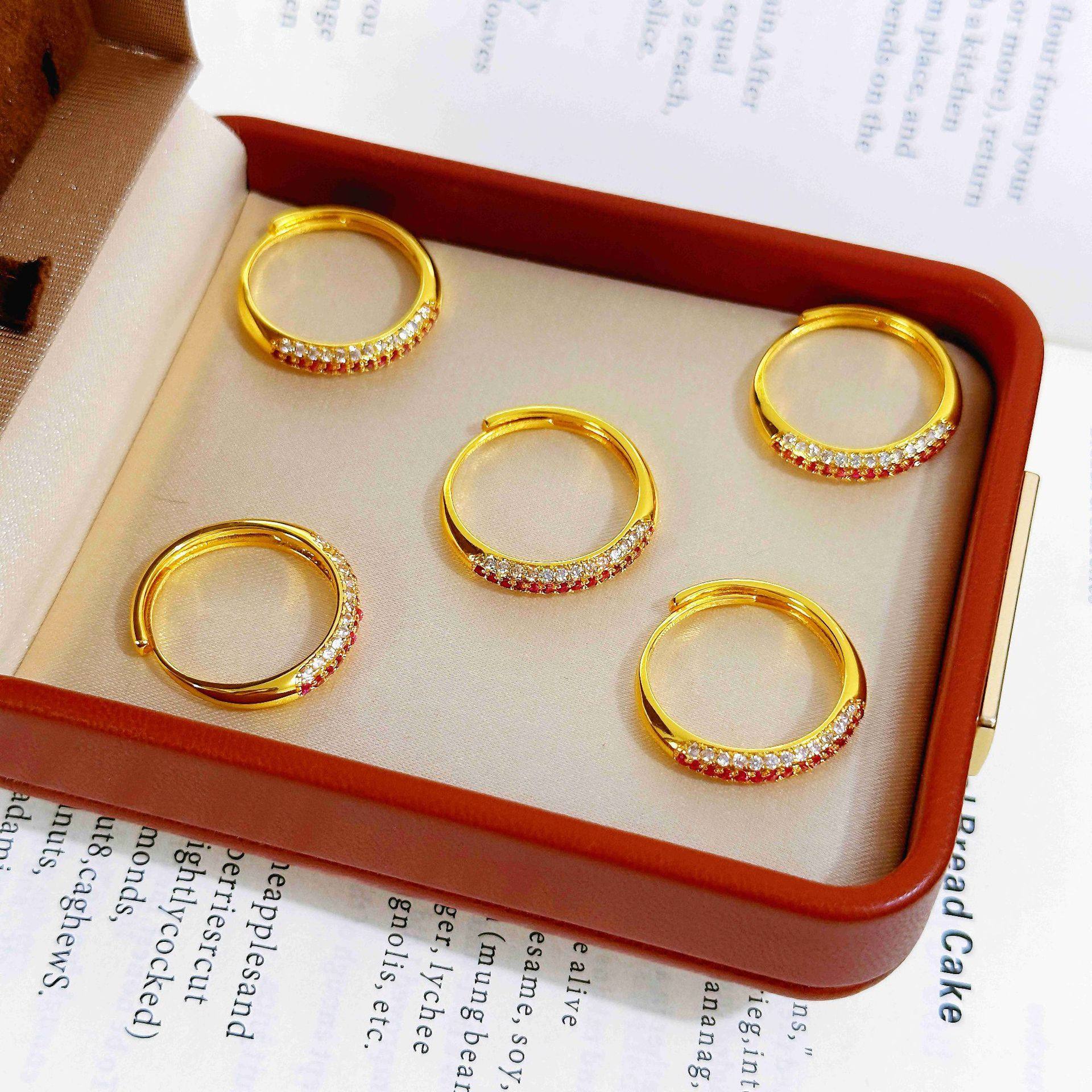 新款沙金饰品鸽血红排钻戒指高级感精致时尚指环首饰金店同款,淘宝优惠券,粉丝福利购,淘宝优惠卷