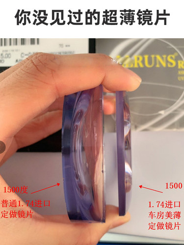 1.74超薄非球面自由曲面高度近视散光定制高散镜片车房美薄2000度 - 图0