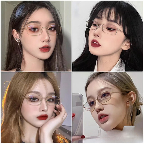 高度数近视眼镜女纯钛厚边超轻显脸小方框可配1000度宽边眼镜架男 - 图2