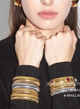 5mm机械蛇鳞316L冷光铰链手镯高定工业风小众设计师饰品通勤配饰