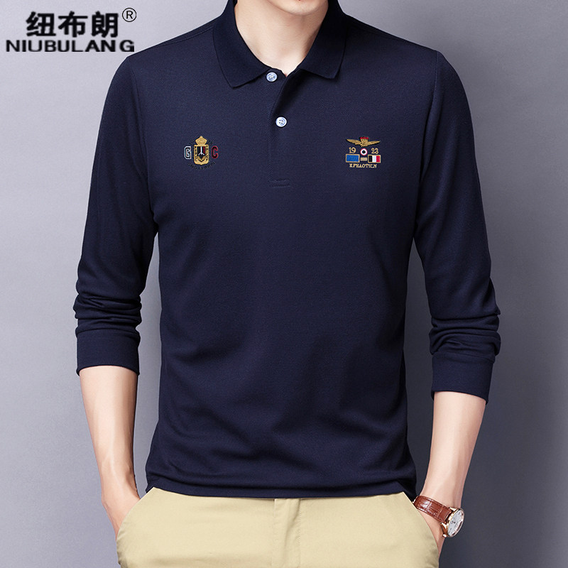 长袖polo衫秋季新款男装中年打底衫 纽布朗T恤