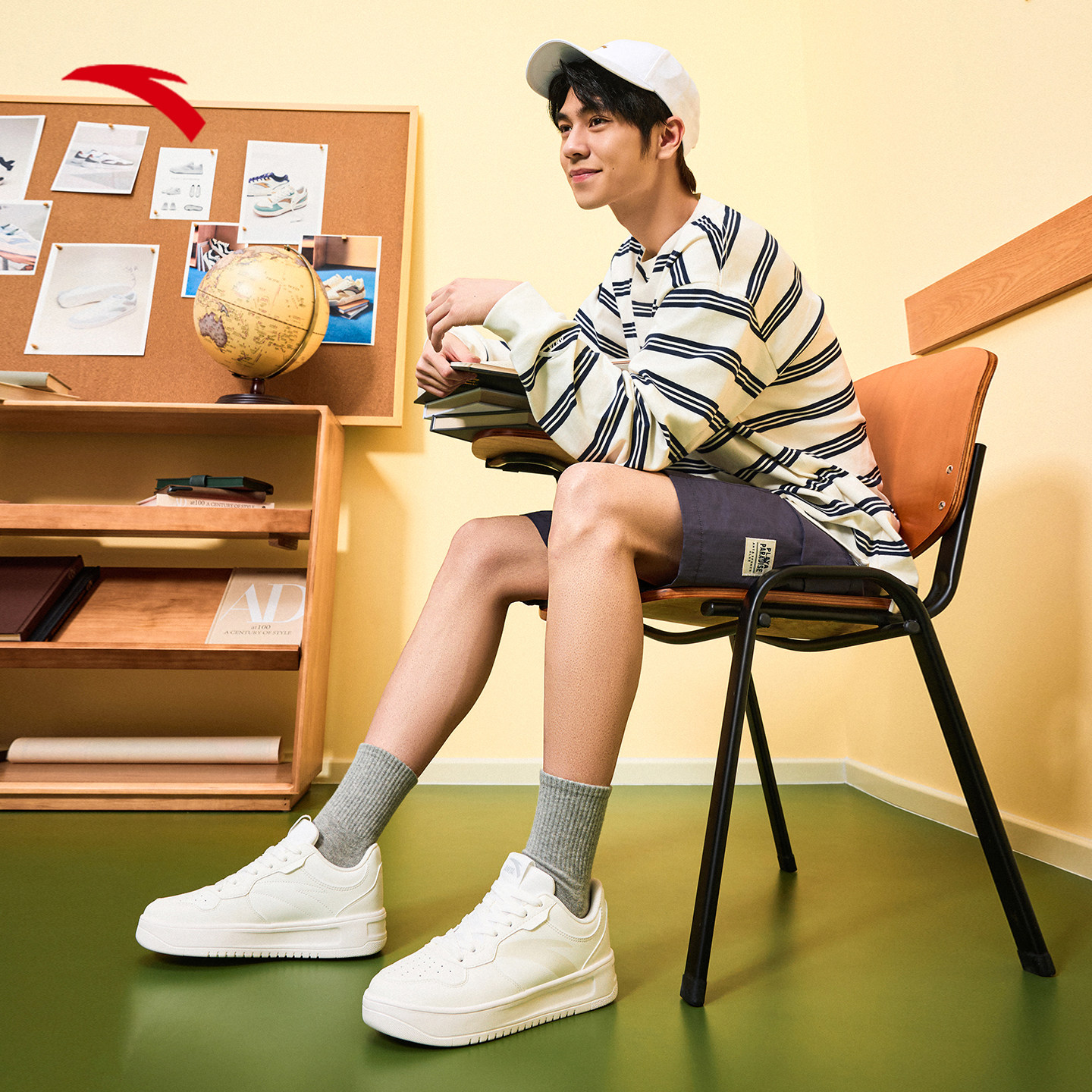 安踏轻松丨板鞋男子夏季厚底小白鞋白色休闲鞋子轻便学生运动鞋