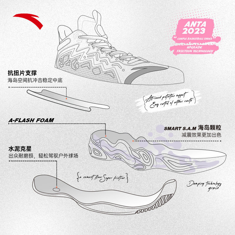 安踏魔法水泥丨女子2023夏篮球鞋 安踏网店篮球鞋