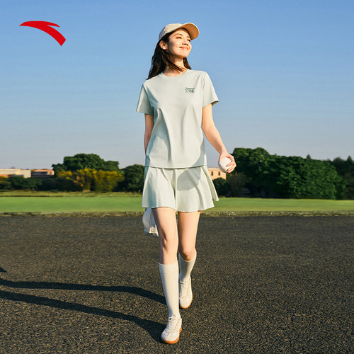 安踏正肩短袖抗菌优可丝T恤女夏季休闲透气半袖运动上衣162528136 - 图3