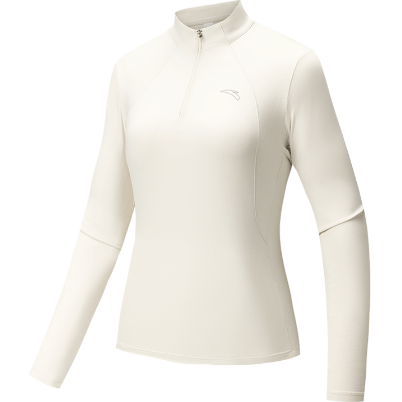 安踏零压T丨公主线修身长袖磨毛半拉链t恤女冬季通勤速干运动上衣 - 图3