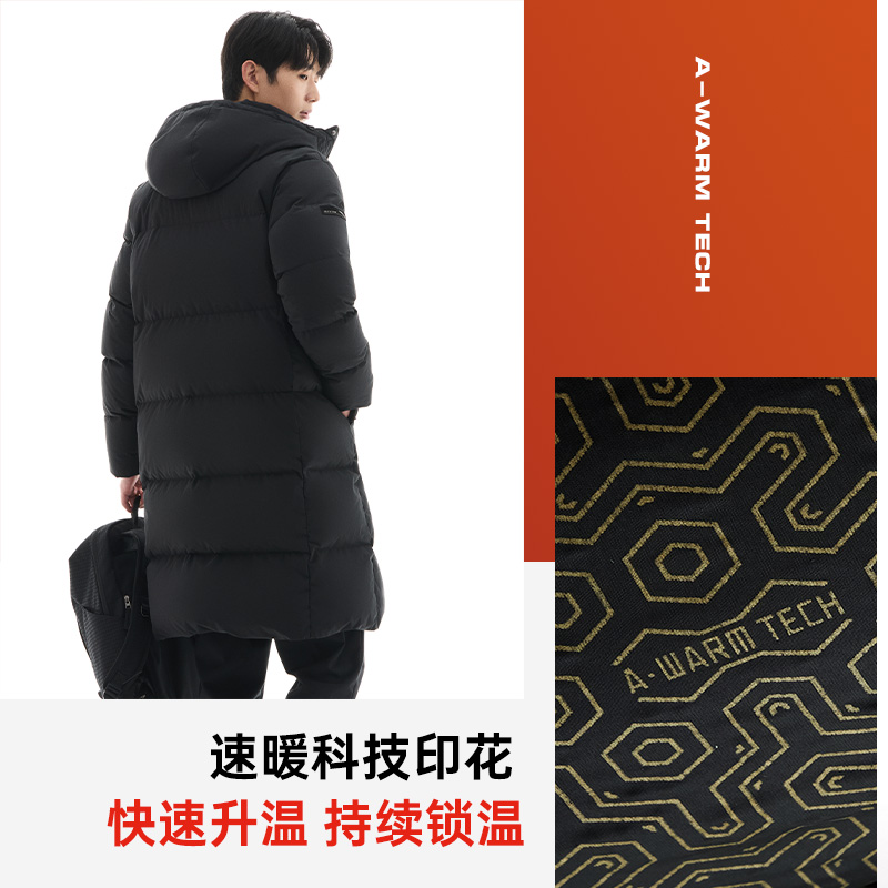 安踏三层速暖羽绒丨长款四防羽绒服男冬季新款连帽防风保暖外套