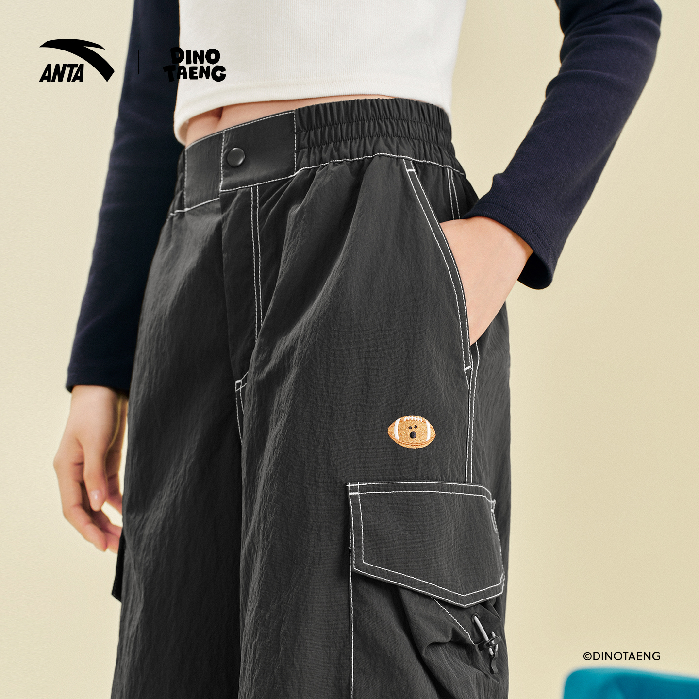 安踏×呆萌町联名丨休闲工装裤女新款宽松直筒裤运动裤162548504 - 图2