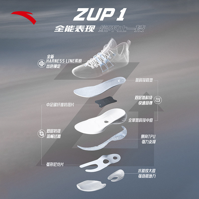 安踏zup1丨全能型篮球鞋氮科技抓地 安踏网店篮球鞋