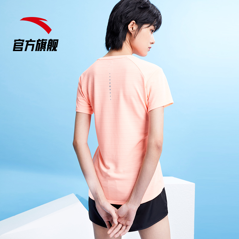 安踏官方网店安踏官网夏季运动套装女健身冰丝速干短袖跑步服短裤两件套0