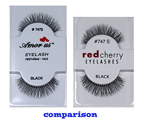 Amorus False Eyelashes 747s - Black - Pack of 6 - 图0