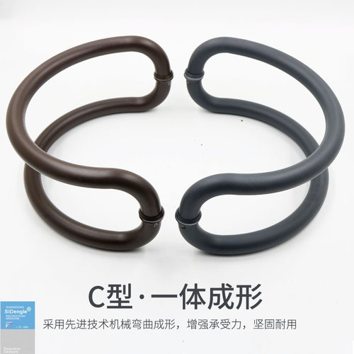 玻璃门拉手不锈钢C型推拉门把手偏位黑色灰白玫瑰金黄钛金孔距275 - 图1