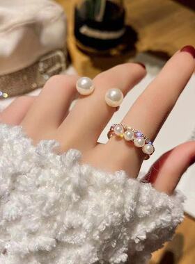 珍珠两件套可自戒指韩版清新