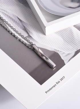 钛钢扭曲朋克风生日礼物项链