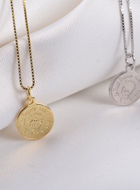 欧美复古锁骨链礼物硬币银吊坠