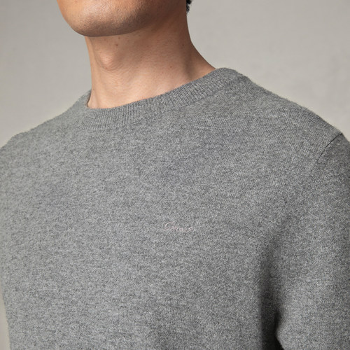 GORNIA/格罗尼雅男士长袖针织100%山羊绒时尚圆领套头商务针织衫 - 图0