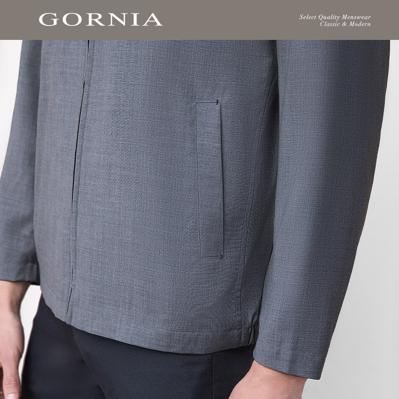 【厅局风】GORNIA/格罗尼雅男夹克纯羊毛翻领商务休闲茄克外套男 - 图0