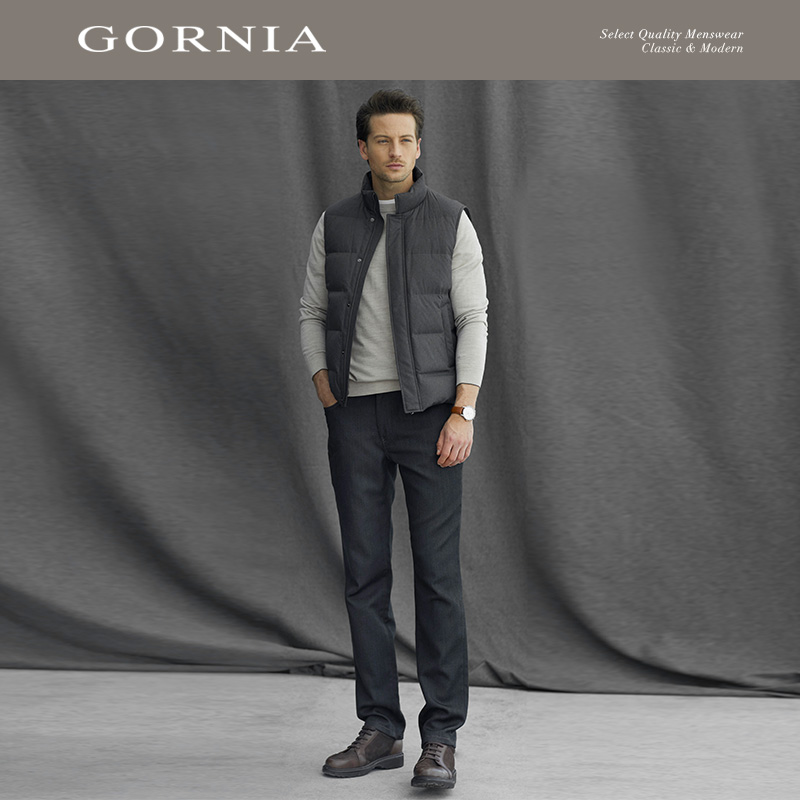 GORNIA/格罗尼雅男士羽绒服马甲立领保暖轻便休闲百搭马甲男 - 图1