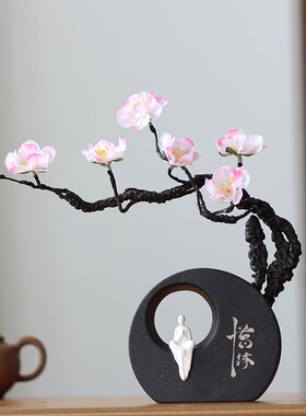 新中式风装饰花客厅玄关仿真摆件