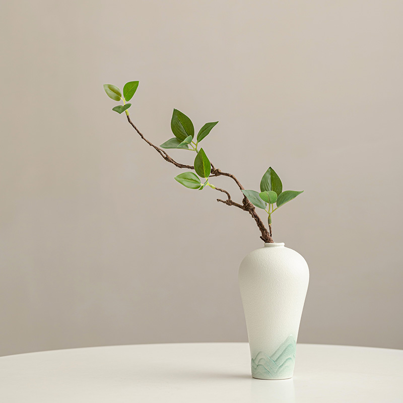 白色花瓶桌面花插家居餐桌摆件水培绿植仿真花假花装饰花器装饰品 - 图1