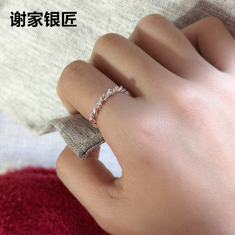 Original Silver Braided Twist Tail Ring by Xie Family Silversmith